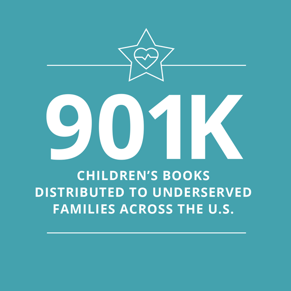 900,000 Children's Books distributed to underserved U.S. Communities